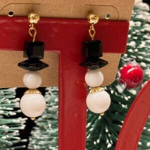 Elegant Black and White Snowman Post Earrings #3   2/$22